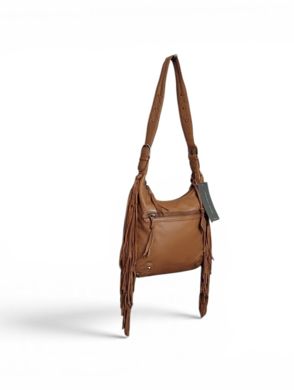 Donald J Pilner Boho Fringe Leather Hippie Shoulder Bag New With Tags - Picture 3 of 9